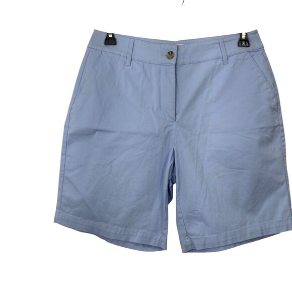 Kim Rogers Womens Light Blue Cotton Blend Flat Front Bermuda Shorts Size 10 - Picture 9 of 10